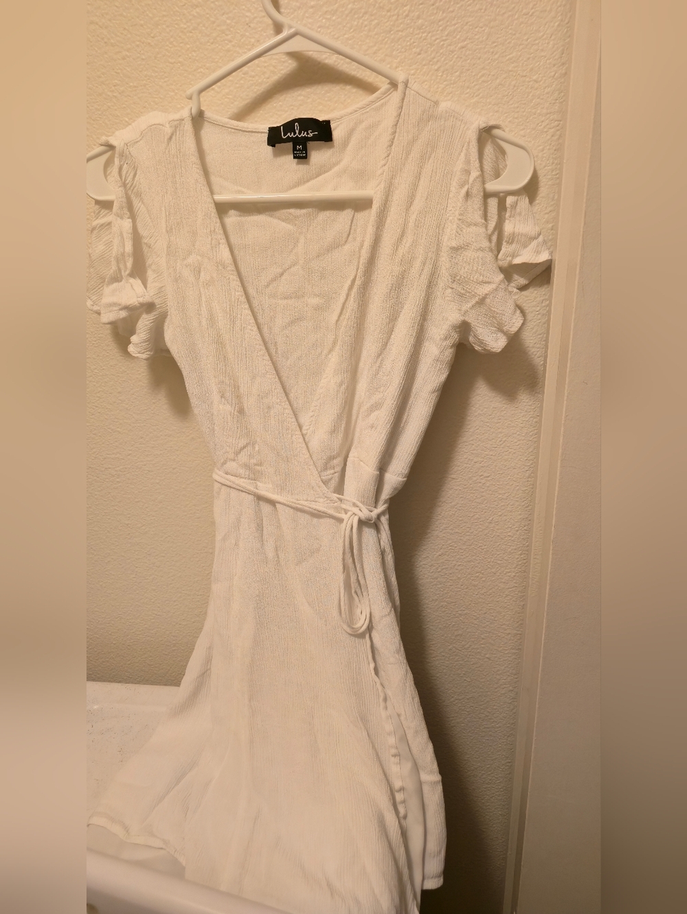 White Wrap Mini Dress Lightweight